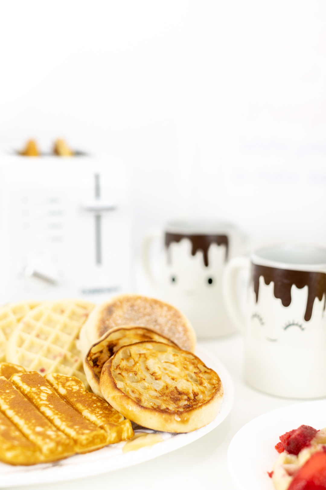 Breakfast board with English Muffins, Waffles and French Toast