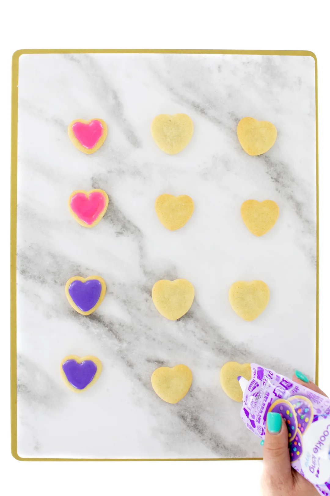 icing mini heart shaped cookies