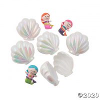Iridescent Sea Shell Toy-Filled Plastic Easter Eggs - 12 Pc.