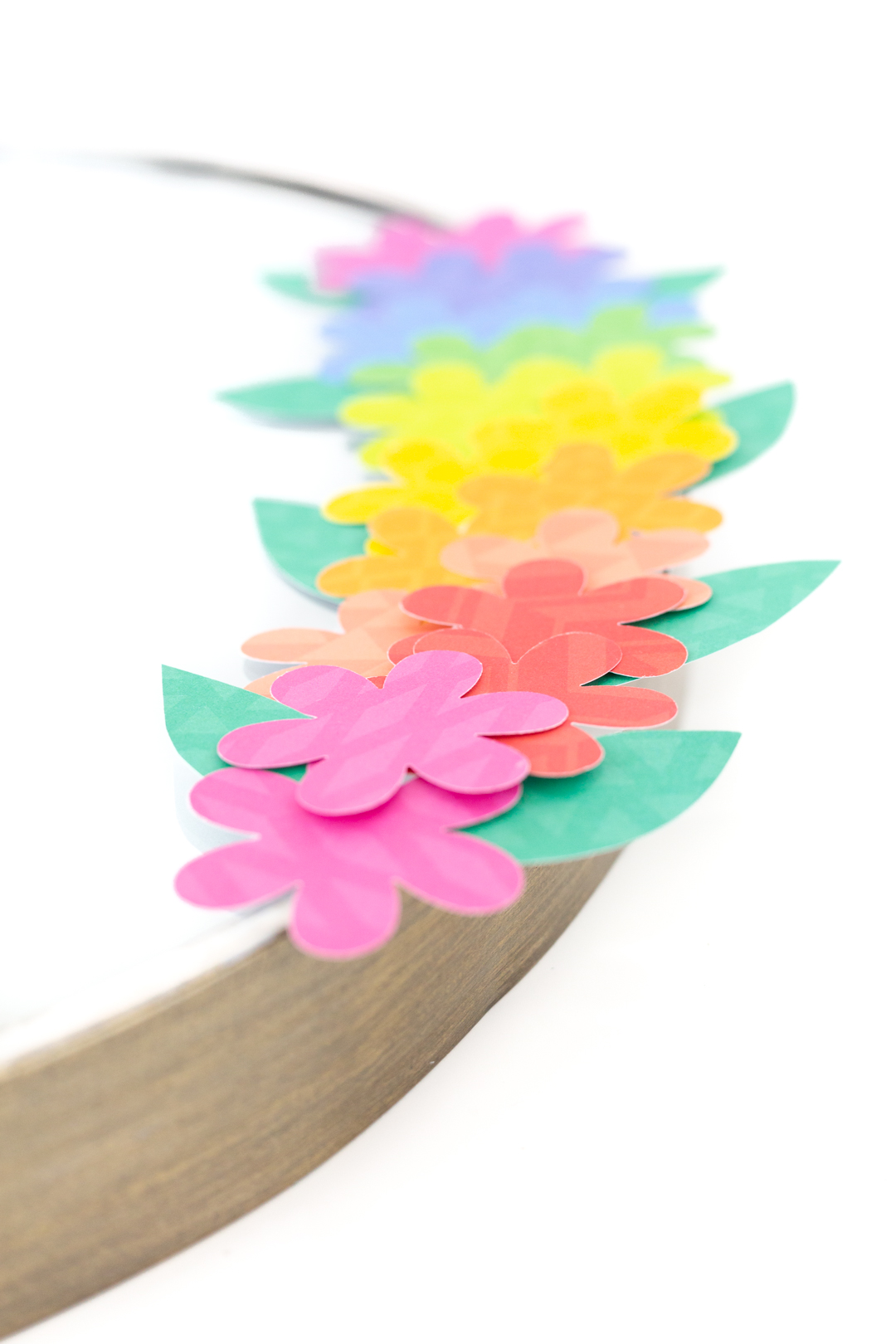 pretty rainbow of paper flowers