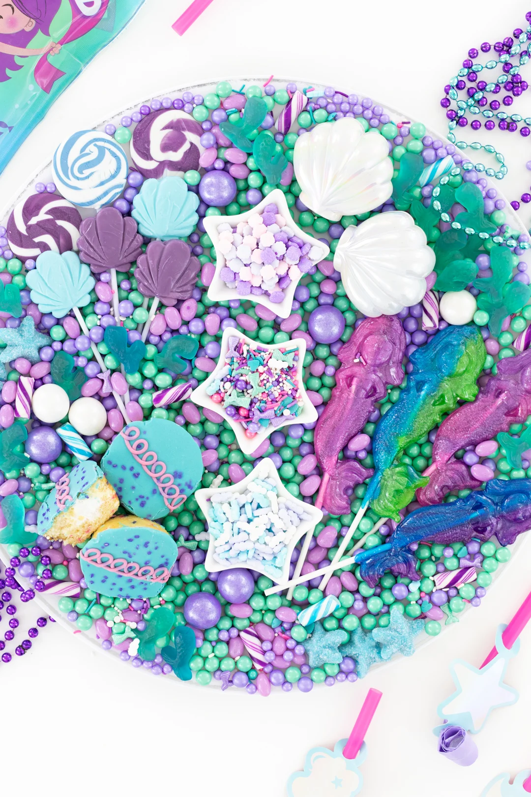 mermaid party tray of candies