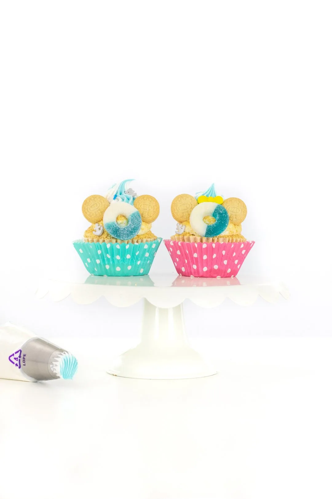 mickey and minnie cruise cupcakes with mini OREO cookies for ears