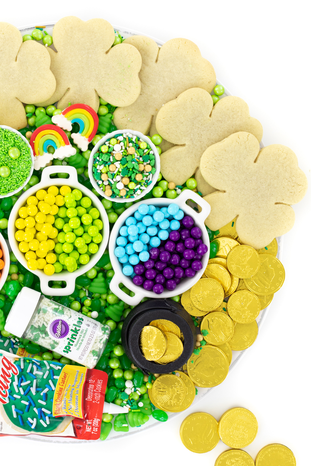 fun rainbow dessert tray for st. patrick's day