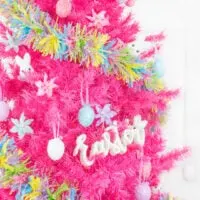 bright pink easter tree with pastel decorations