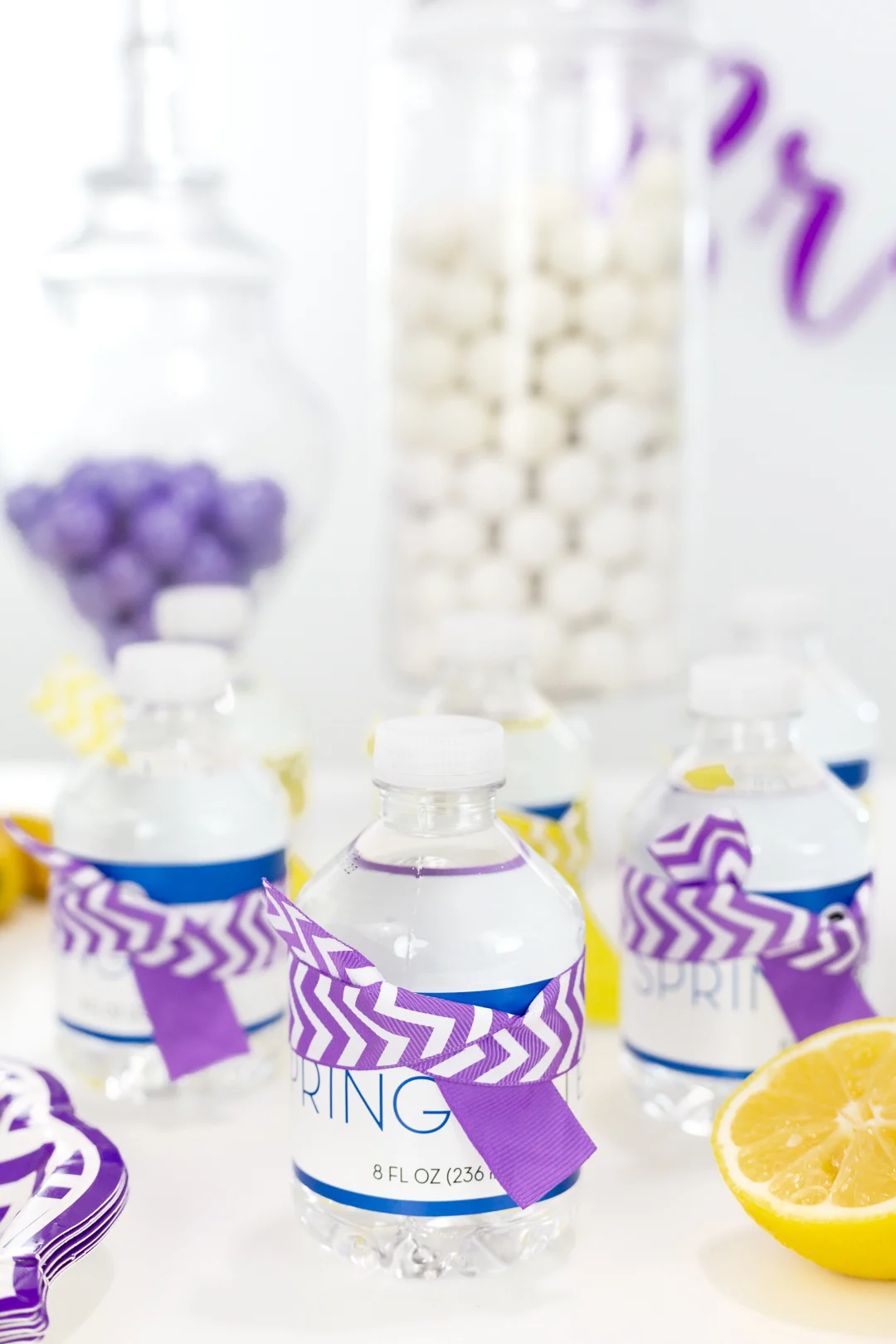 decorated mini bottles of water