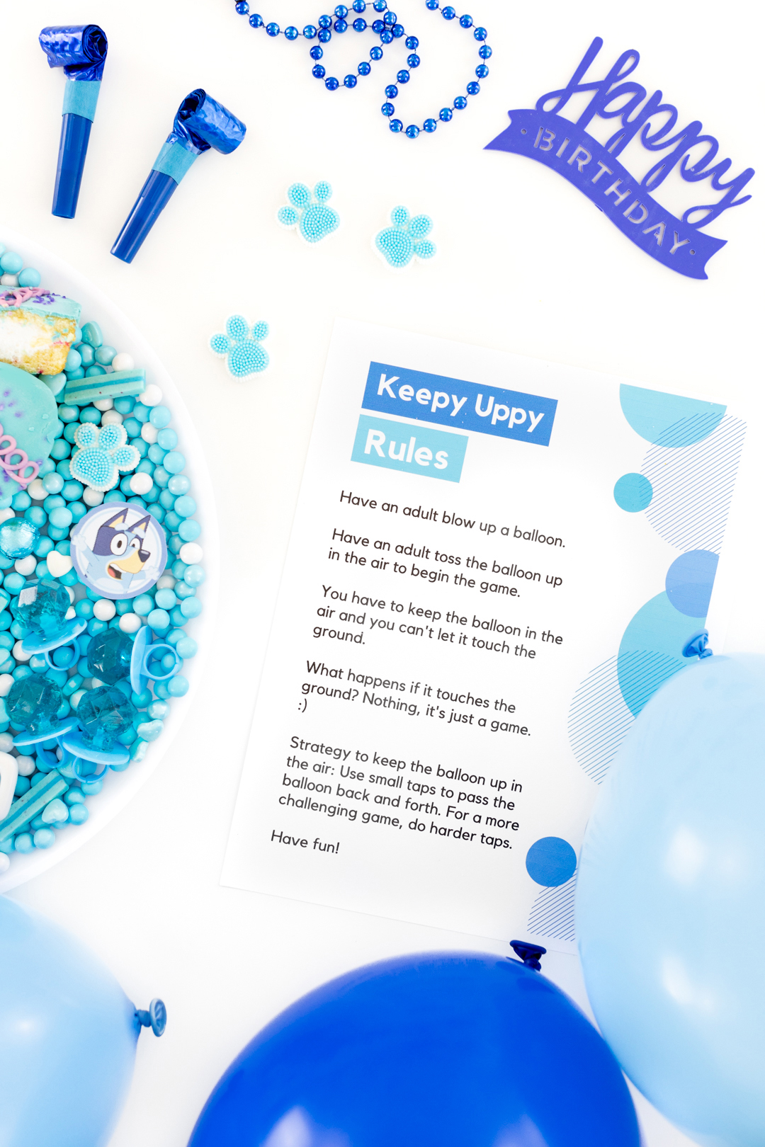 Party Favors, Bluey Inspired Themed Party Favors, Blue Birthday, Keppy Uppy  