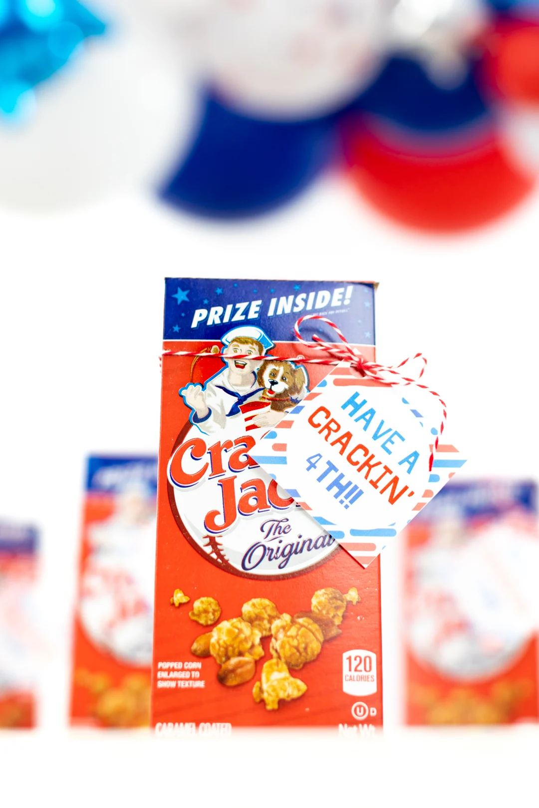 box of cracker jack for a 4th of july party