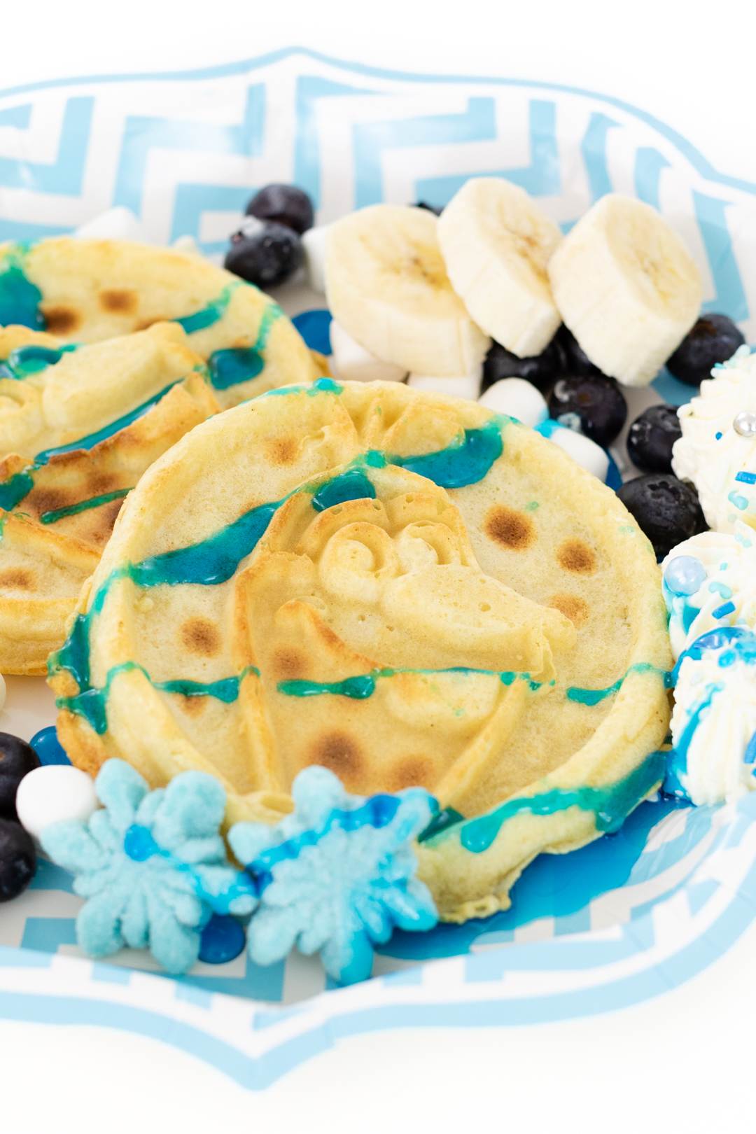 Olaf Waffles with blue syrup