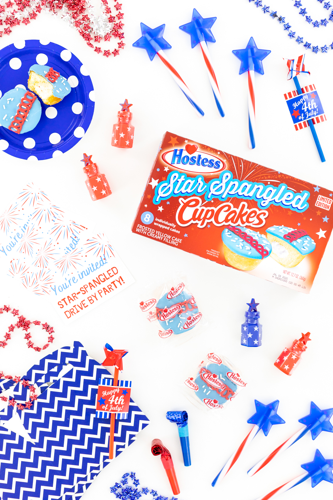 red, white and blue items to add to 4th of july gift boxes