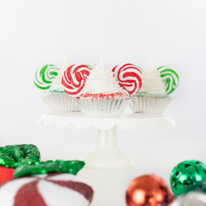 Pretty tray of Christmas Mickey Mouse Cupcakes