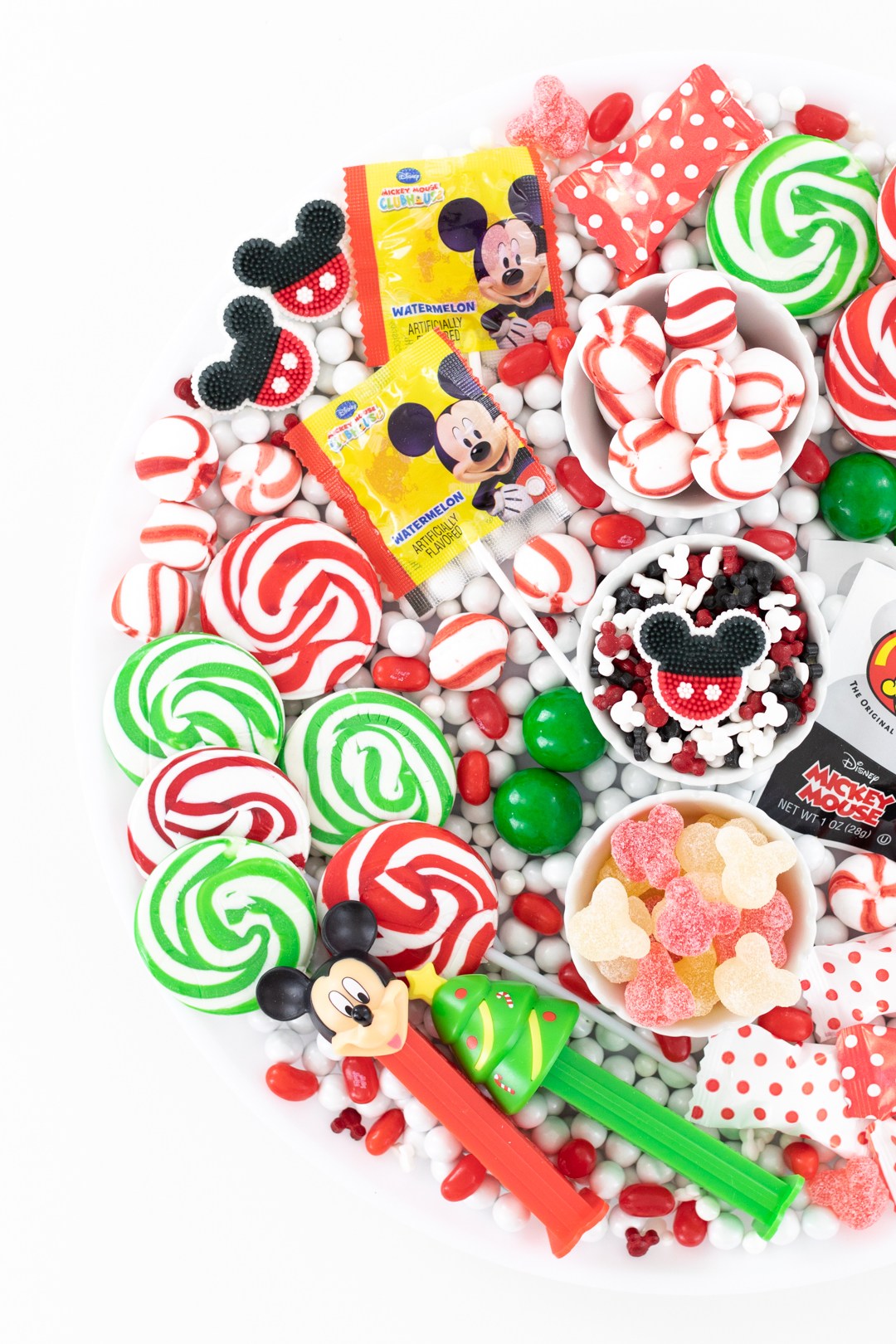 christmas lollipops that are swirled red and green.