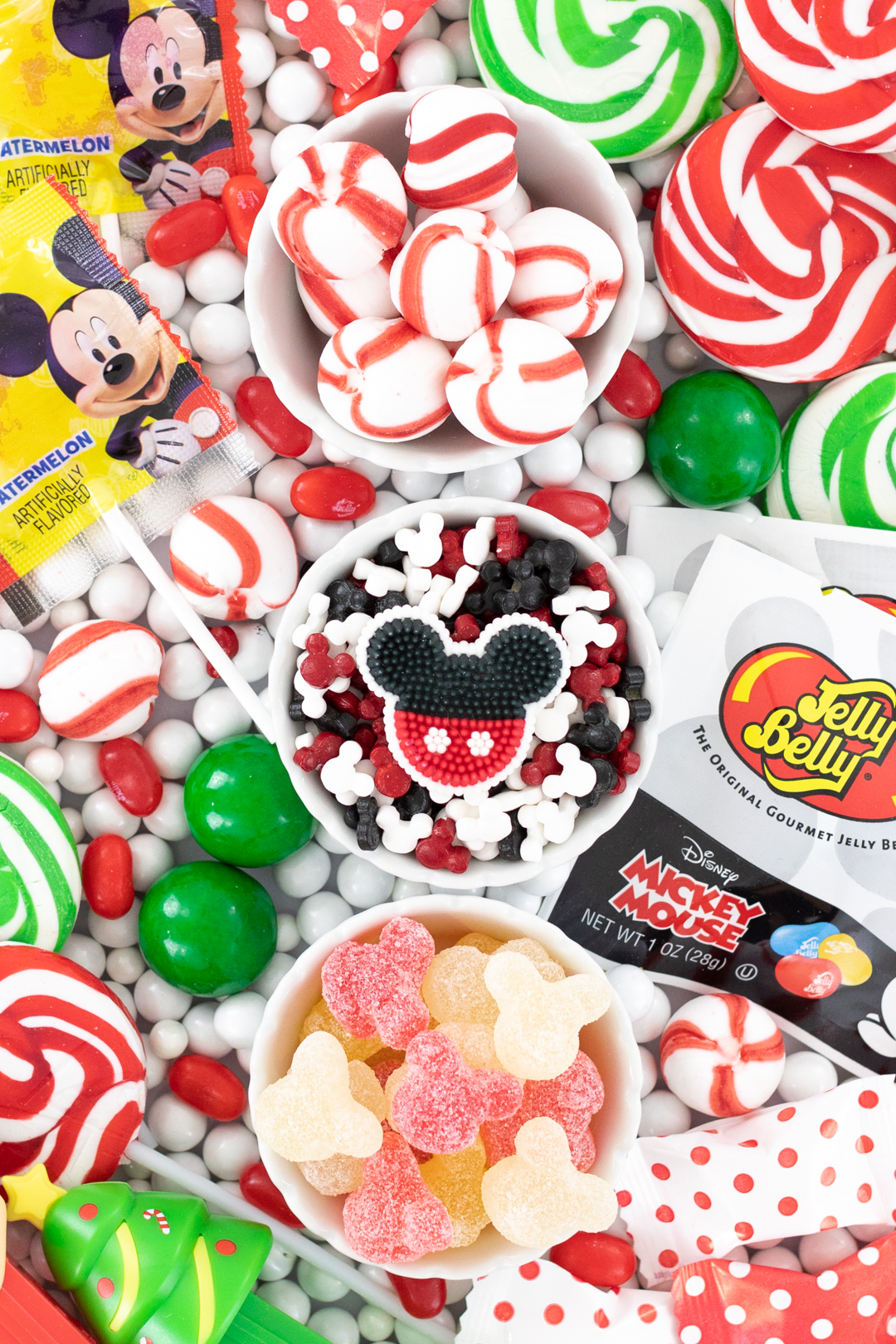 close up of mickey mouse christmas candy board