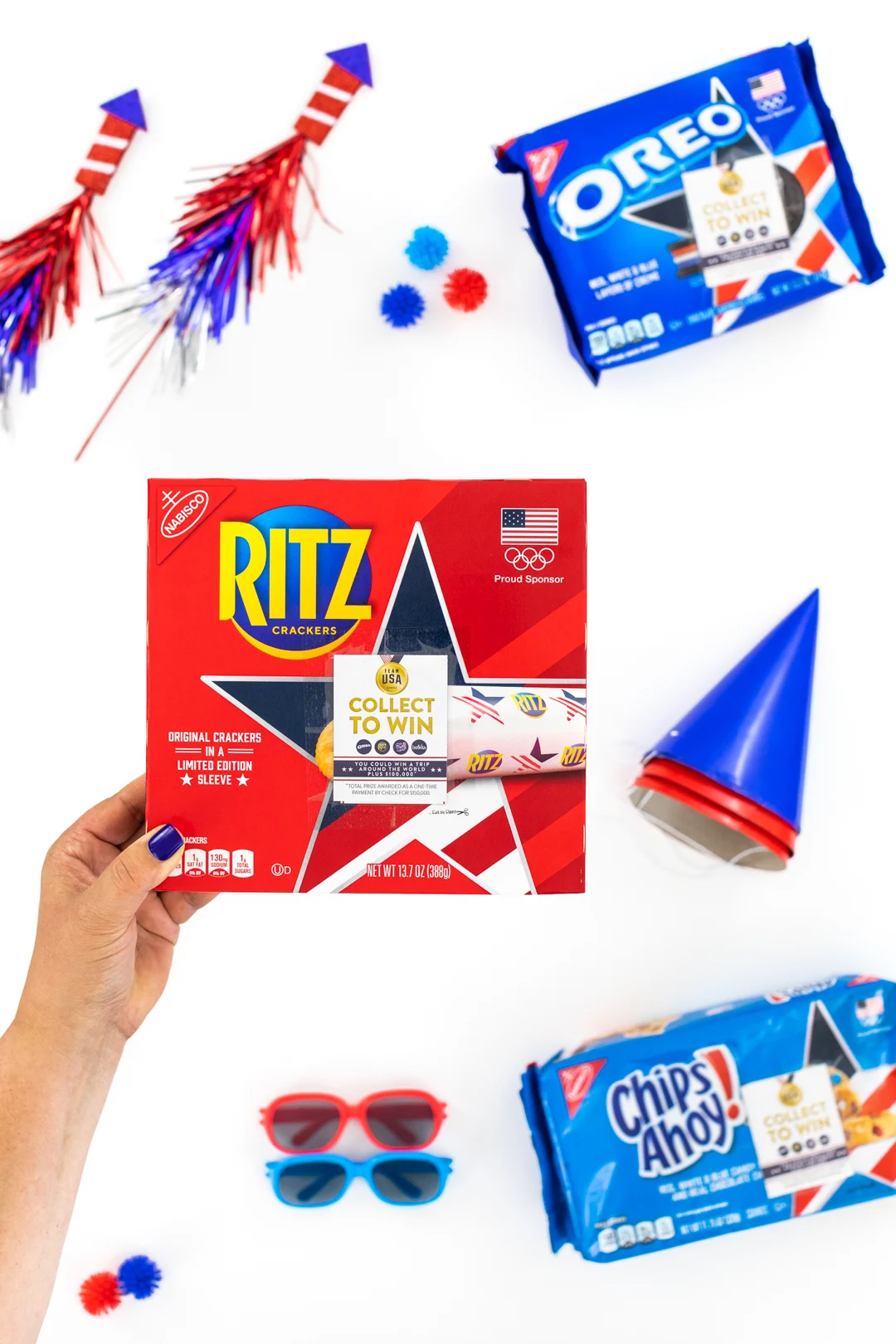 Ritz cracker box with latest promo on top