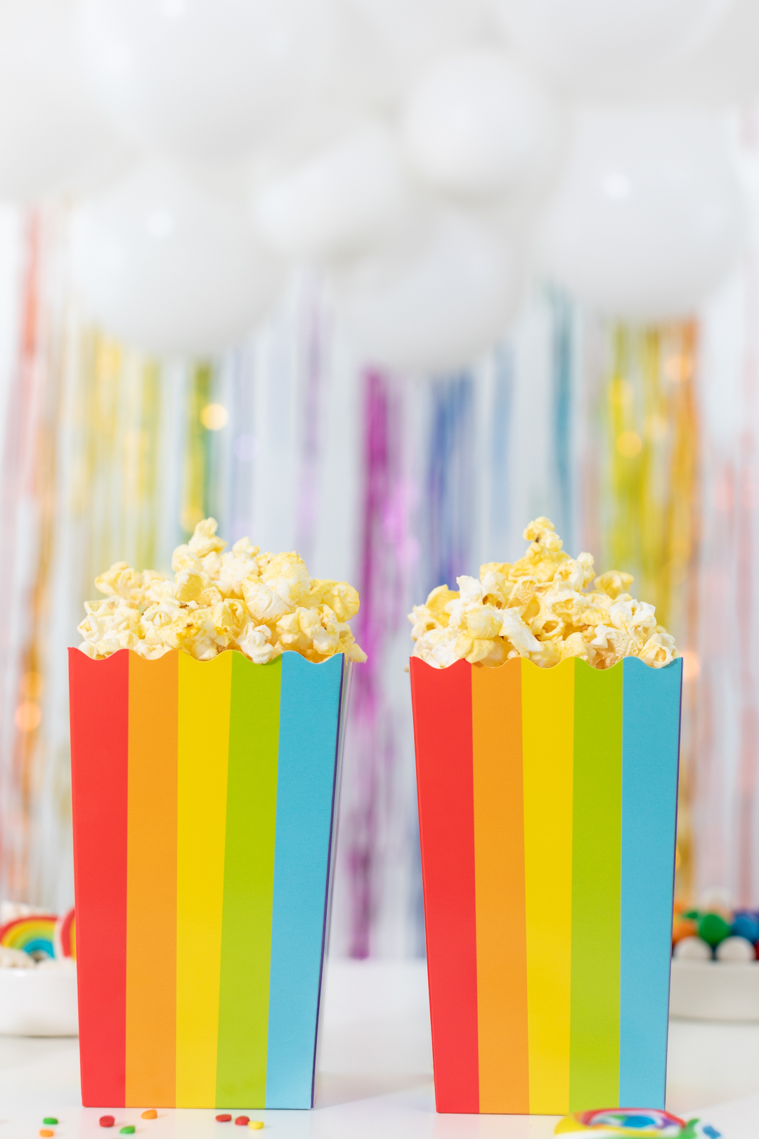 pretty rainbow boxes for popcorn rainbow party