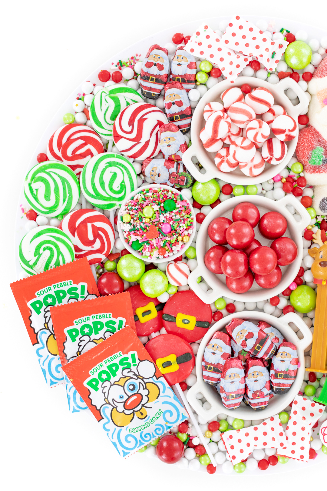candy board with smaller dishes to separate smaller candies