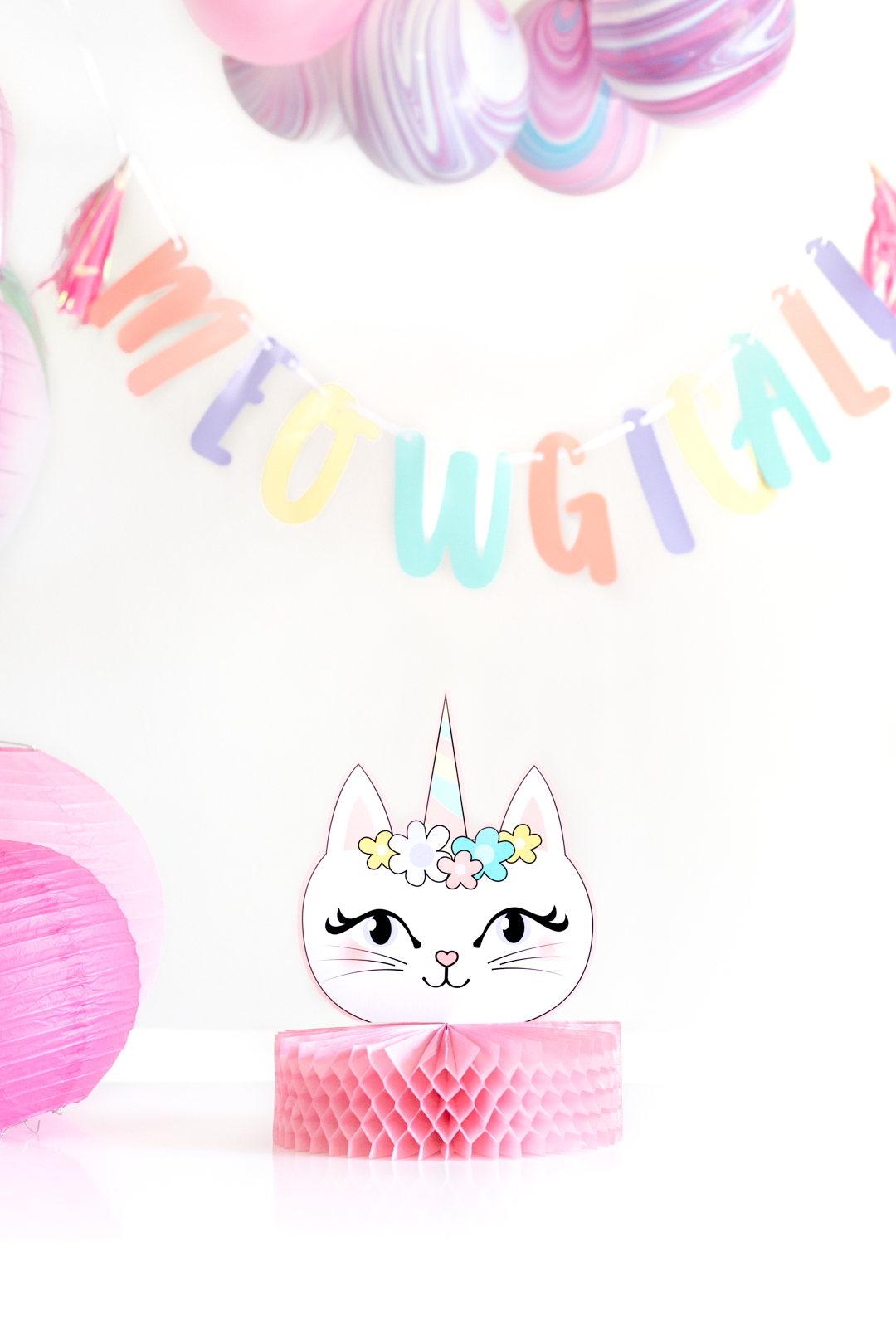 caticorn table centerpiece for parties