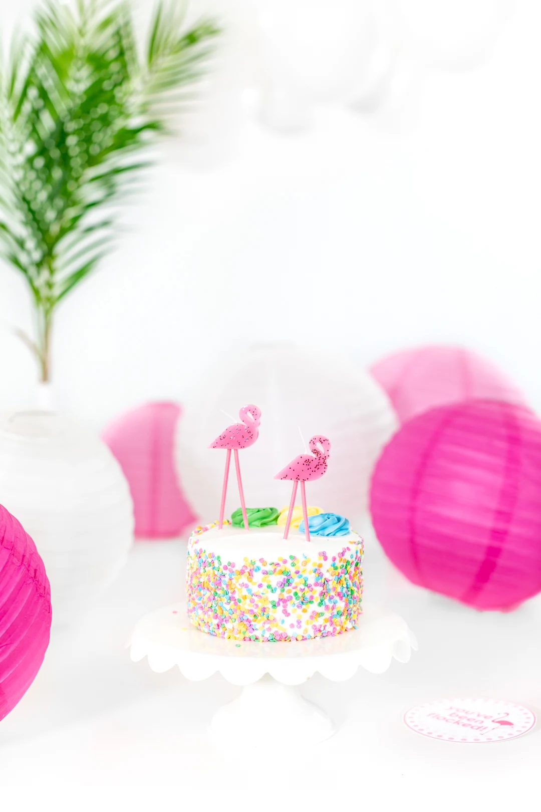 you've been flocked cake with the best flamingo candles