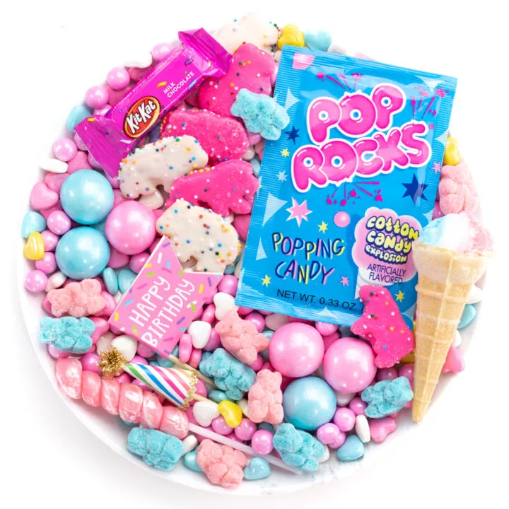 trendy candy board for one person filled with fun happy candy
