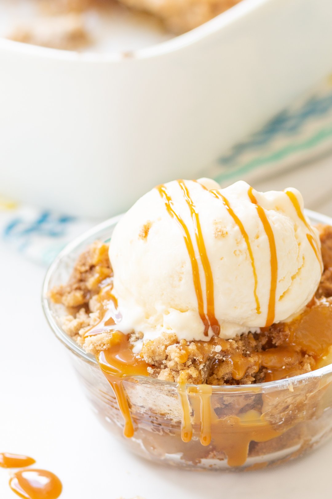 fall dessert topped with caramel drizzle