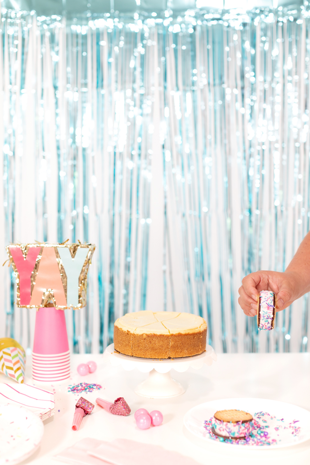 adding sprinkles to ice cream sandwiches