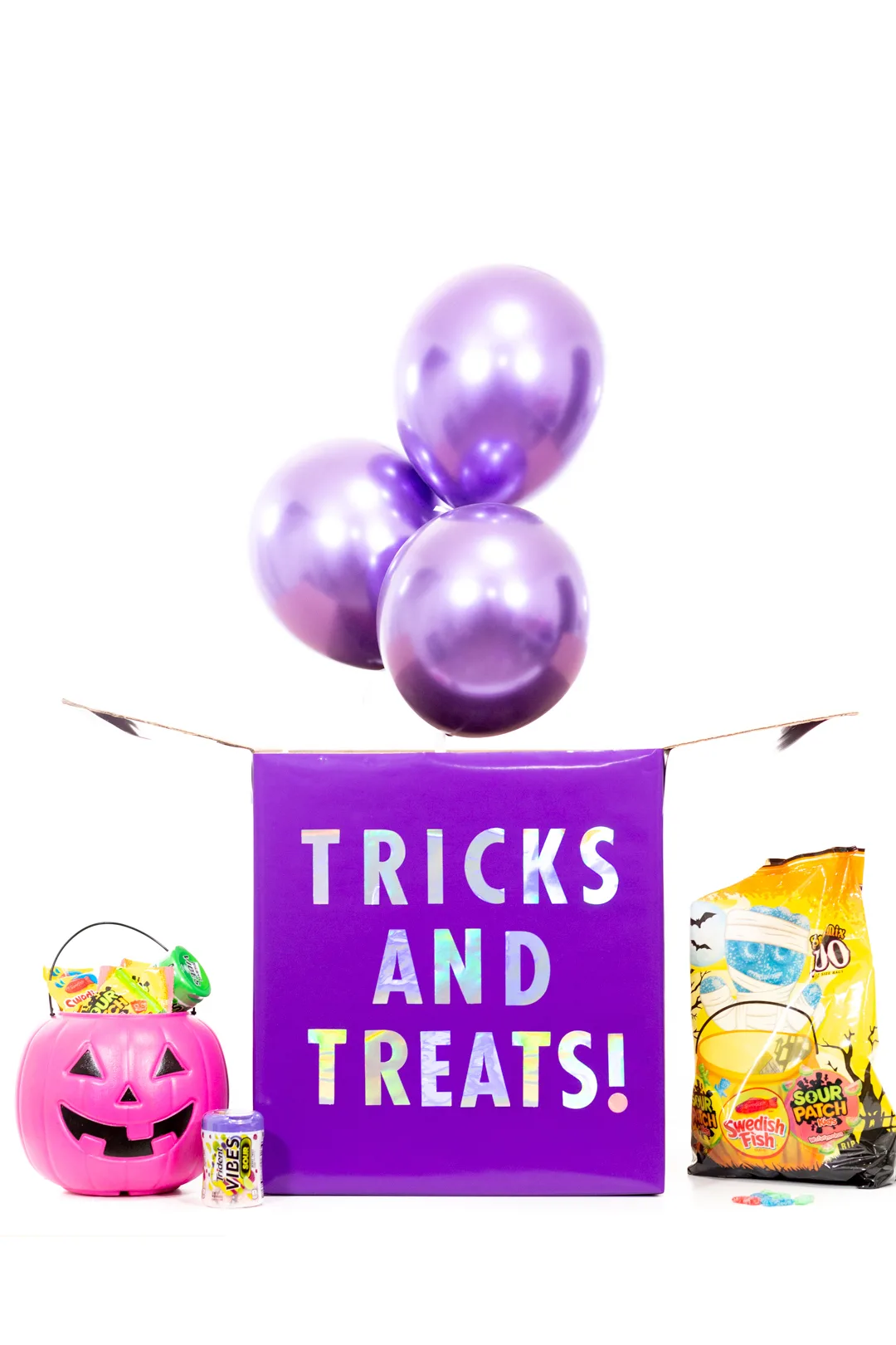 Tricks AND Treats Box that you can make to surprise friends. Fill it with candy and other Halloween toys and goodies.