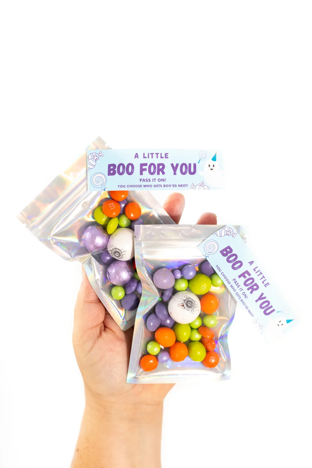mini boo bags for halloween with iridescent bags