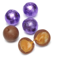 Palmer Foiled Caramel Filled Chocolate Candy Balls - Purple: 5LB Bag