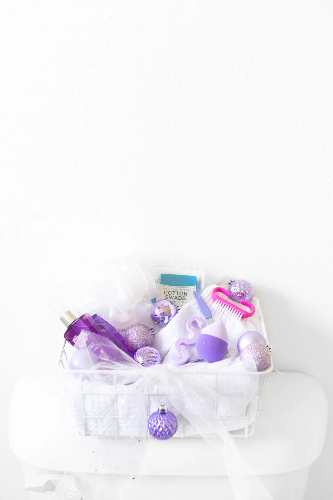 bathroom toiletry basket for guests over the holidays