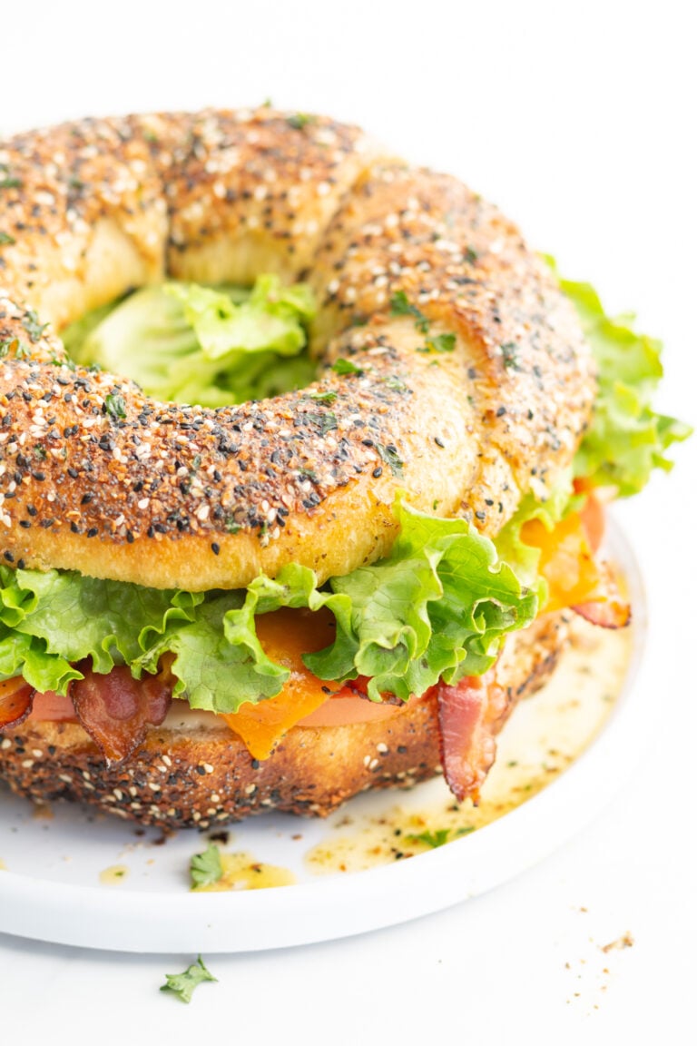 huge blt sandwich on bundt pan bread