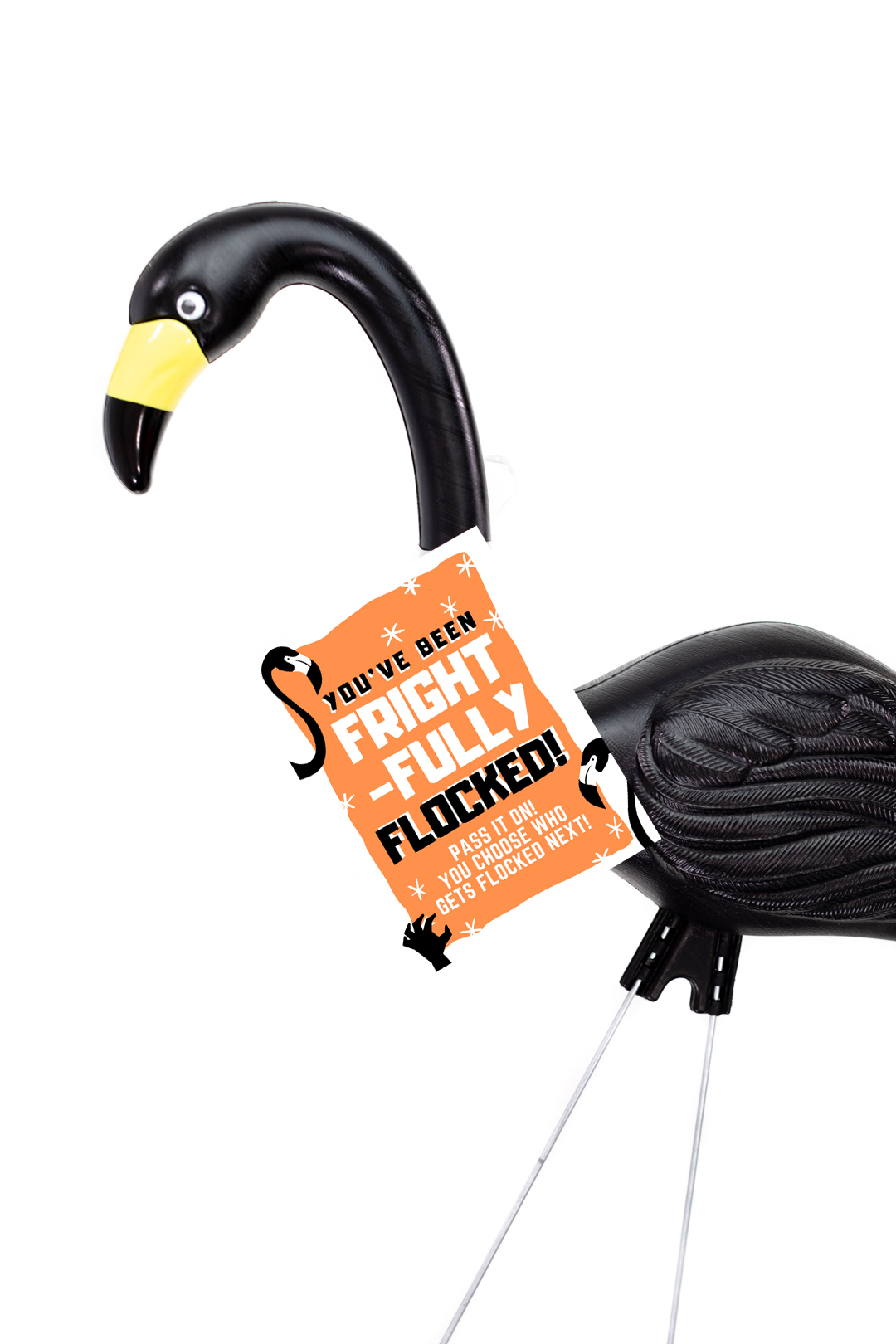 black flamingo lawn ornament for halloween