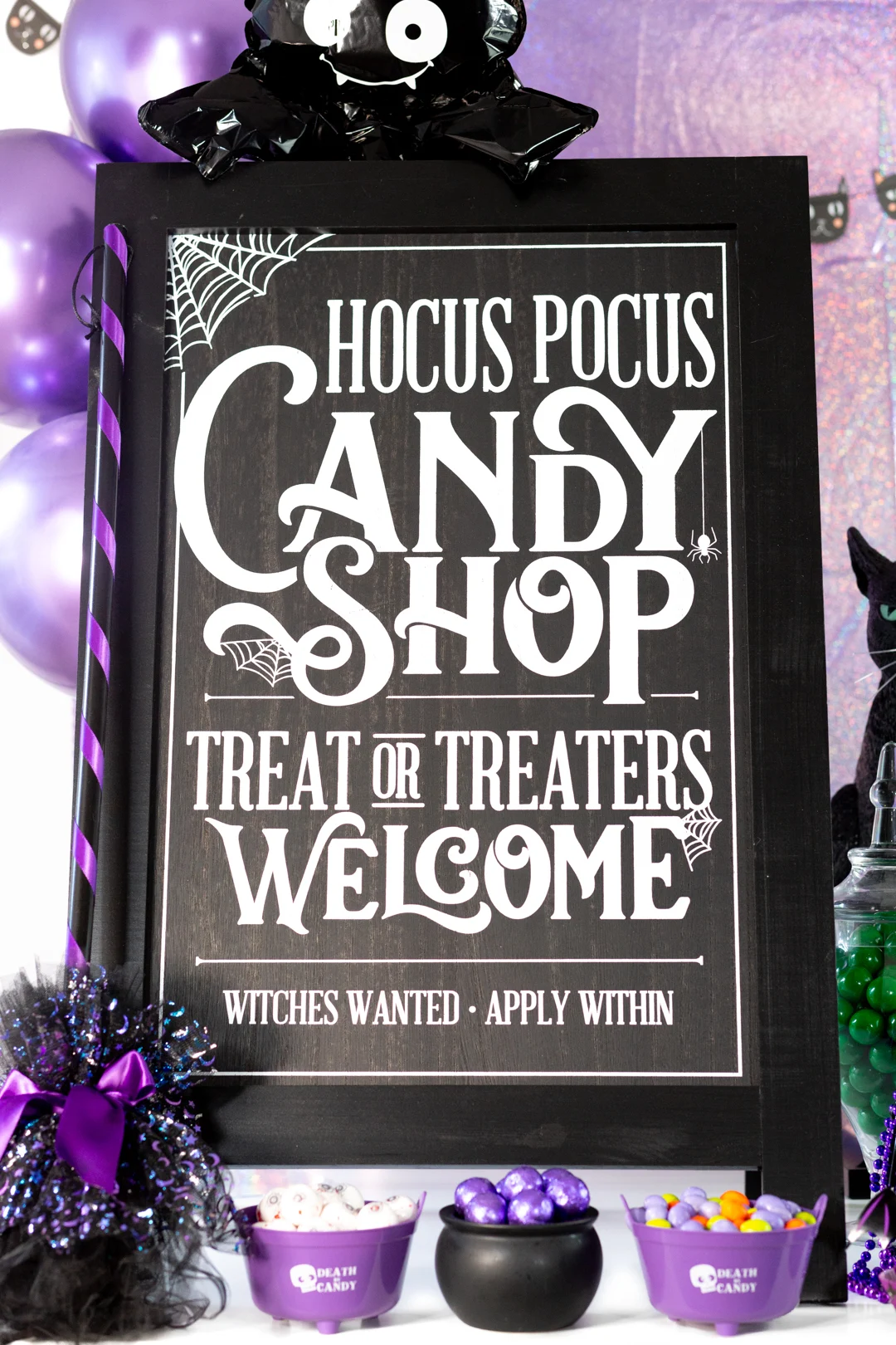 hocus pocus candy shop stand up sign