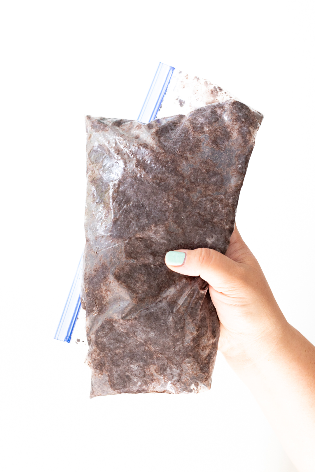 crushed oreo cookies in a gallon sized baggy