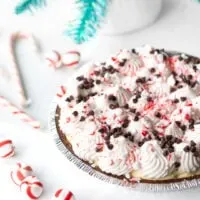 christmas pie with crushed peppermint and chocolate chips