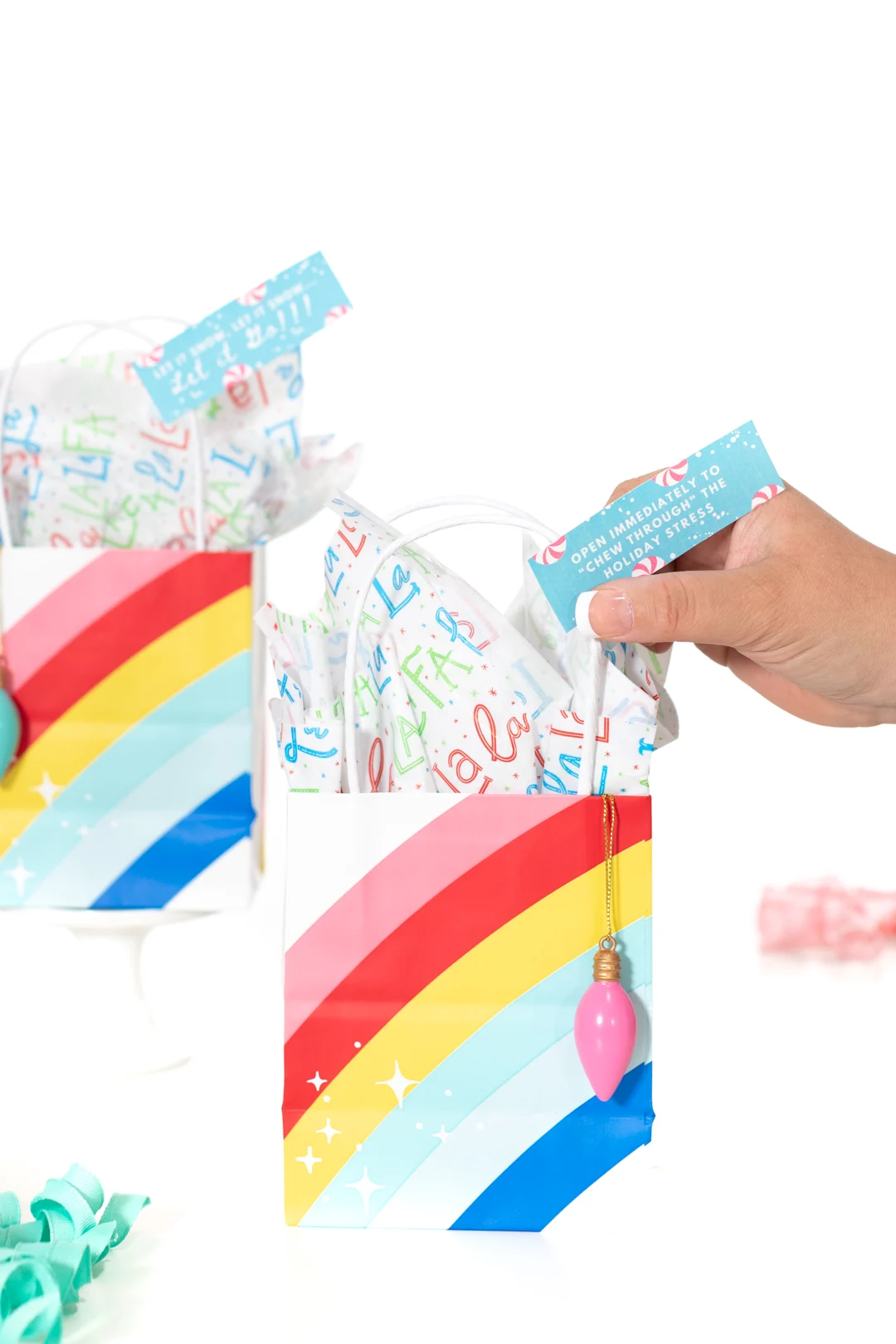 cute mini rainbow gift bags for Christmas