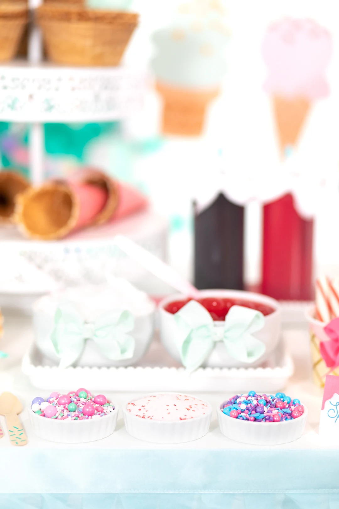 pretty sprinkles options for a winter holiday ice cream bar