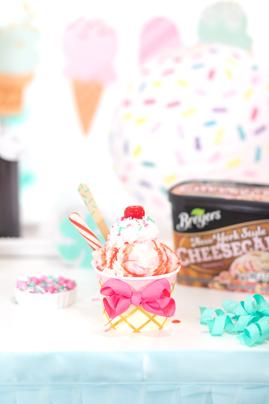 making a sundae at a diy ice cream bar