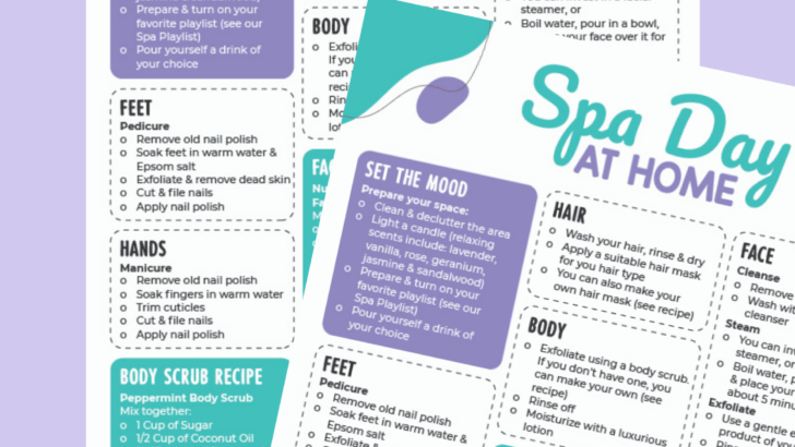 Spa Day At Home Printable Checklist