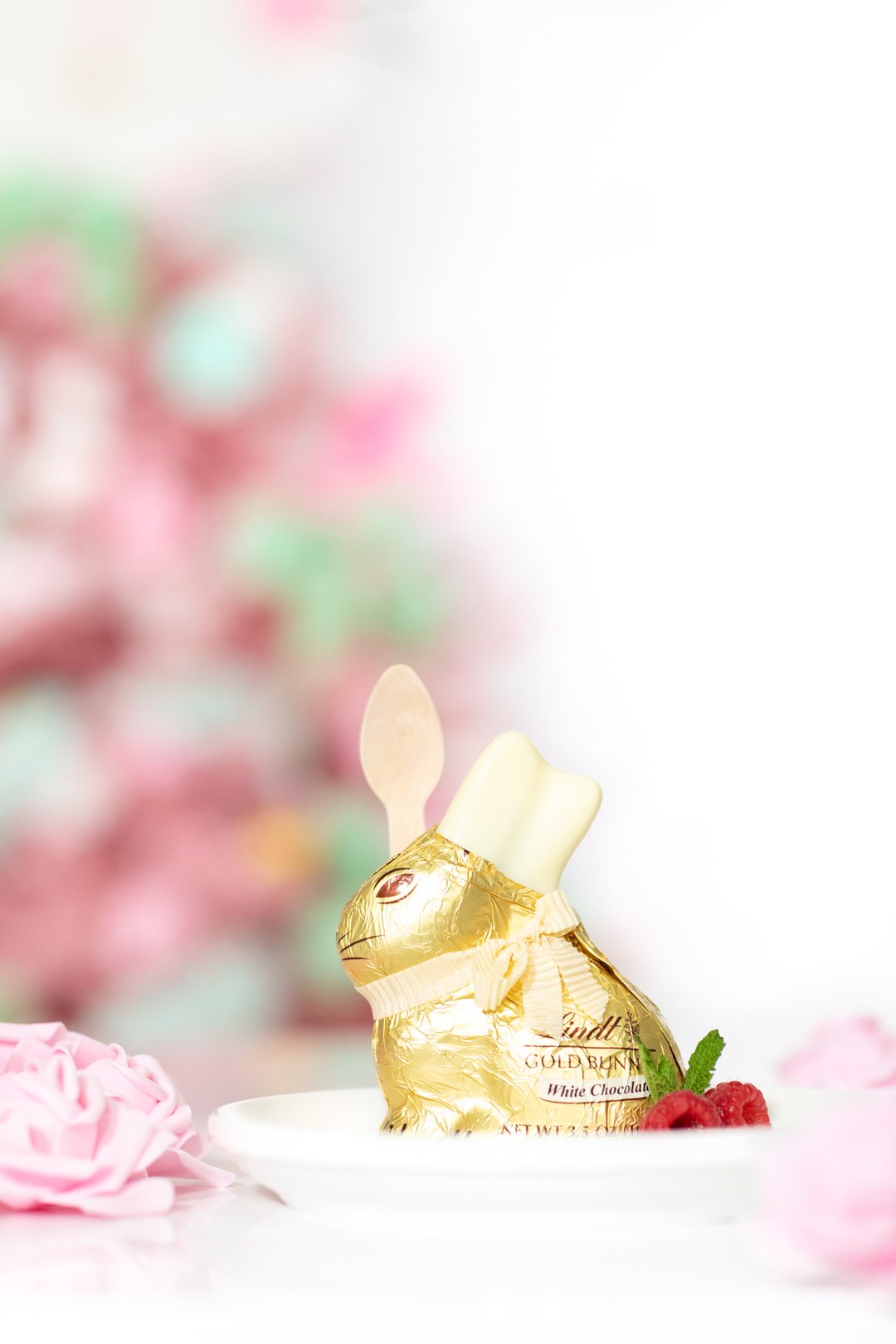 adorable easter bunny dessert. Lindt bunny stuffed with trifle dessert