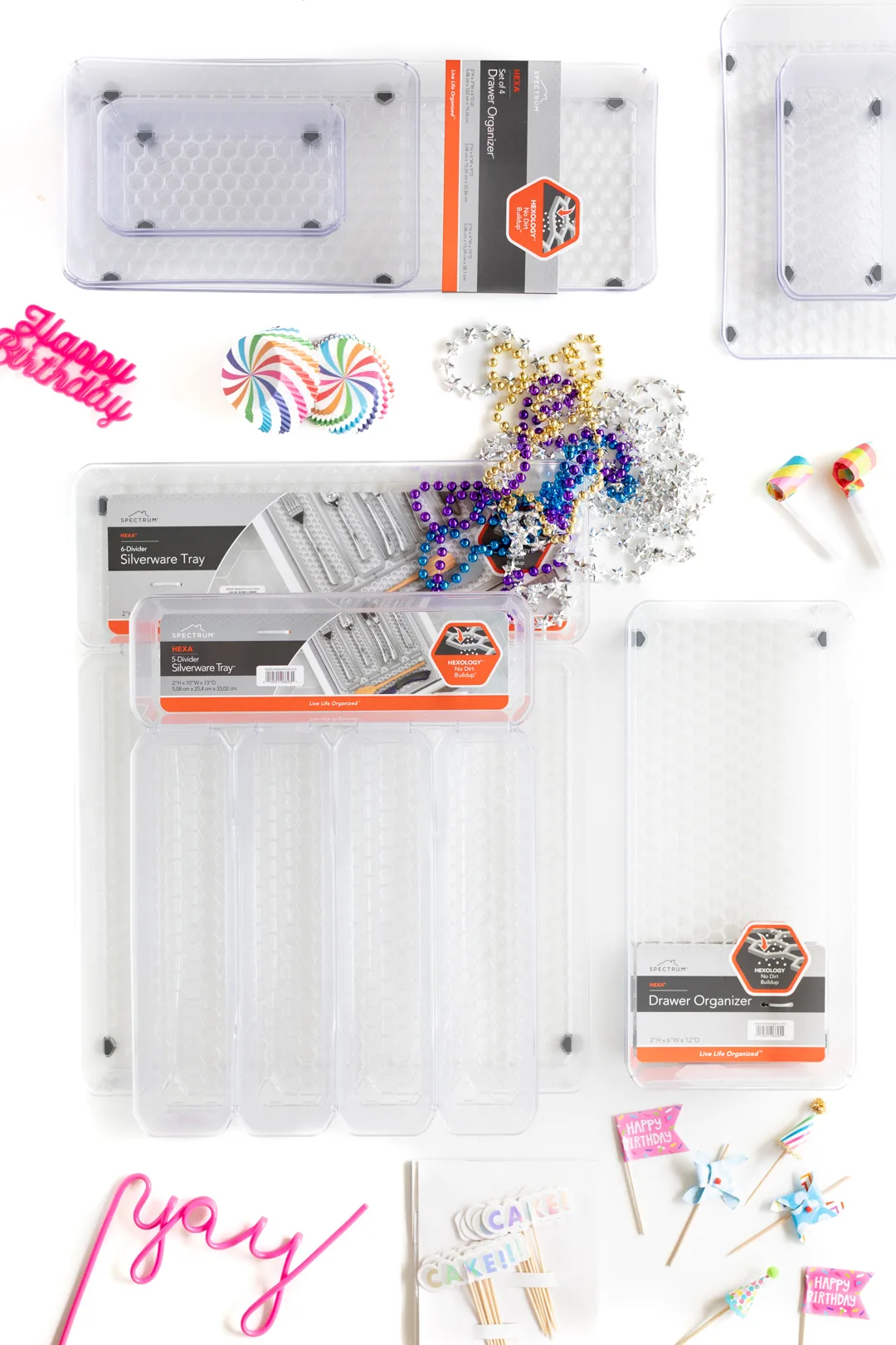 HEXA organizers in a variety of sizes.