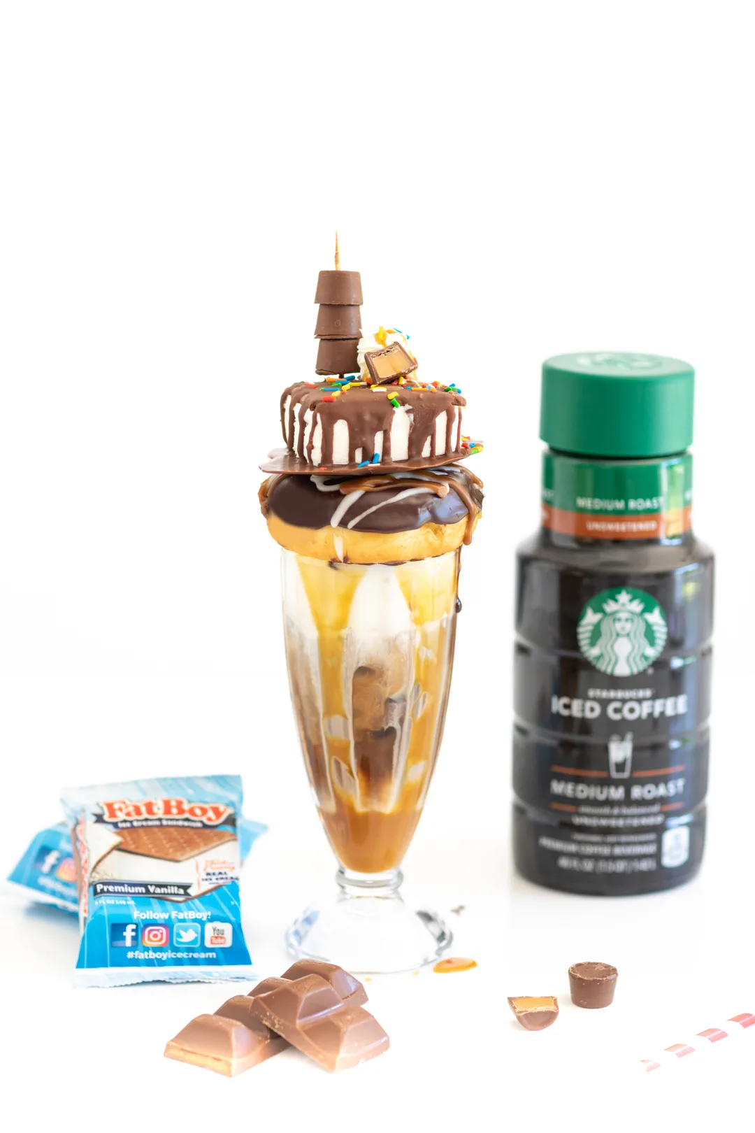 freakshake style iced coffee made with store-bought starbucks iced coffee
