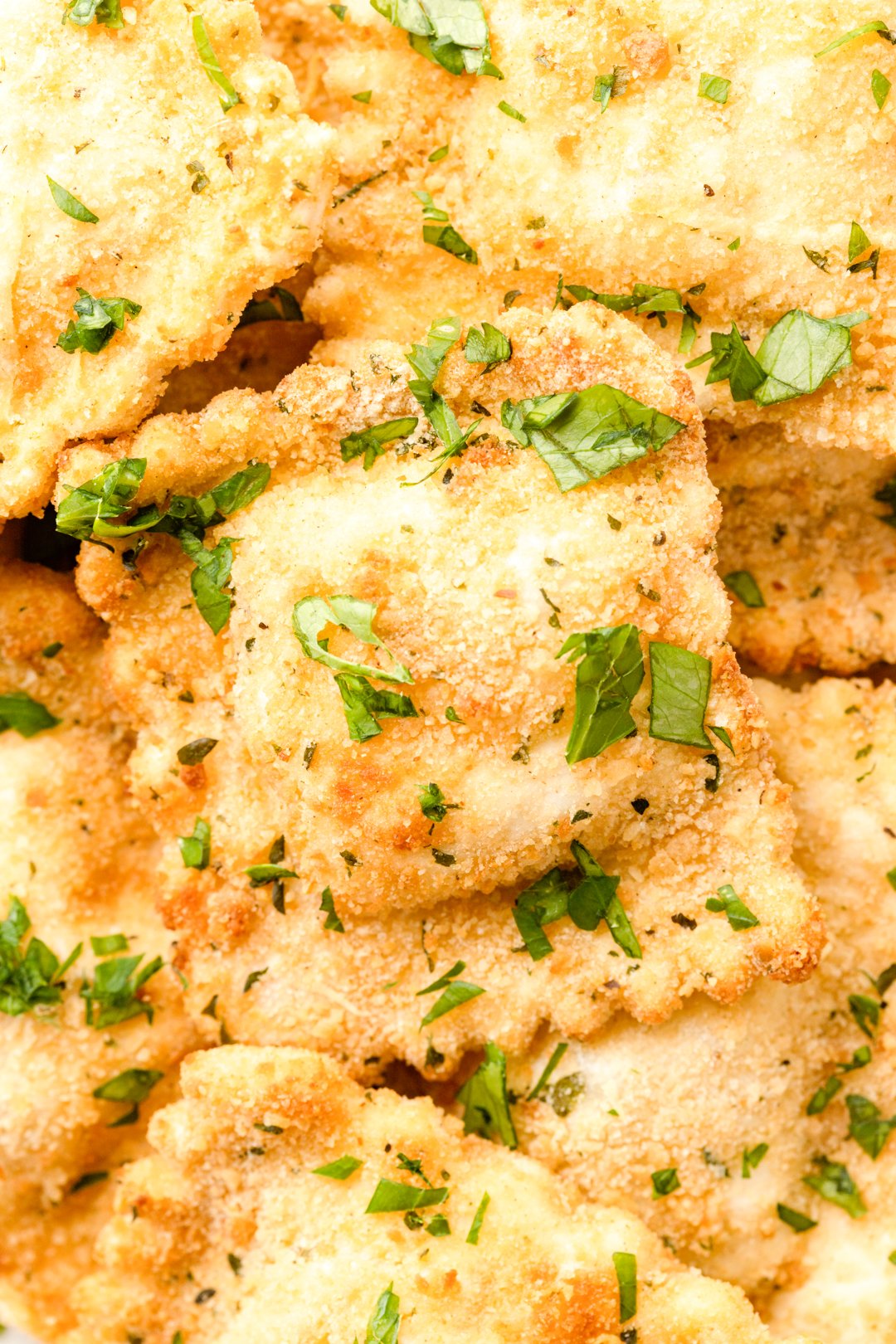 very up close photo of air fryer ravioli