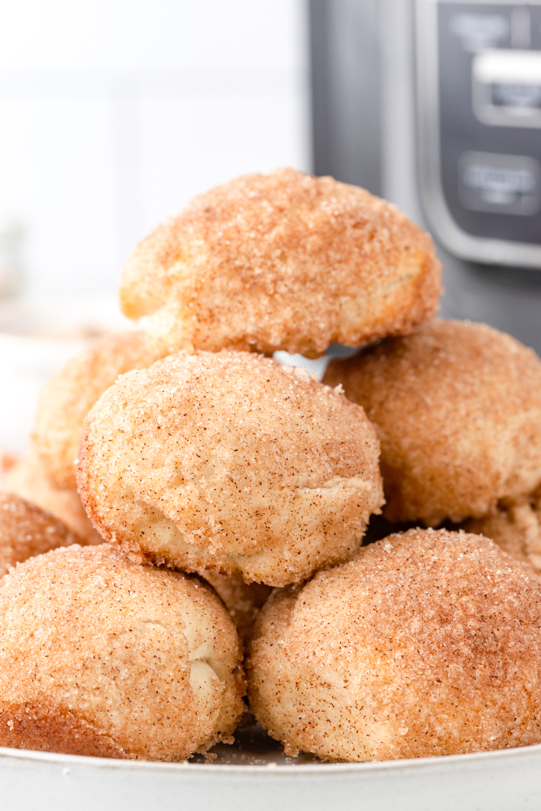 up close view of stack of donut bites