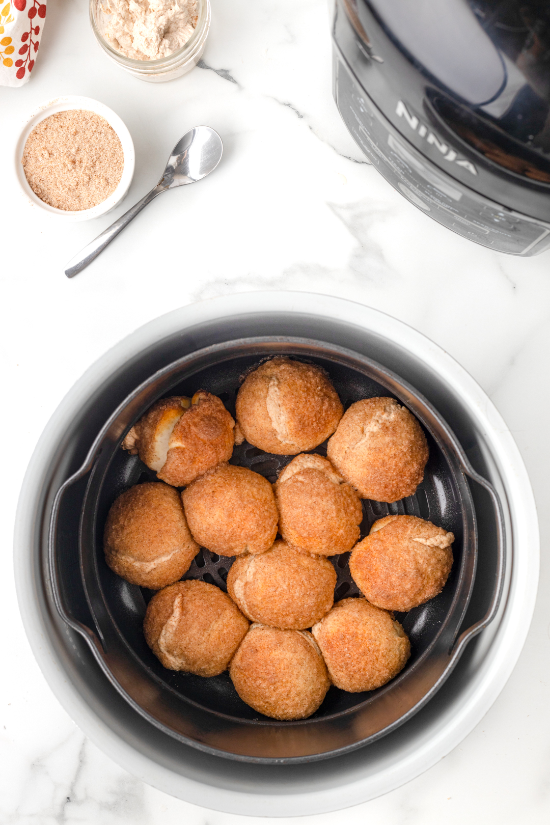 prepared donut bites in the air fryer