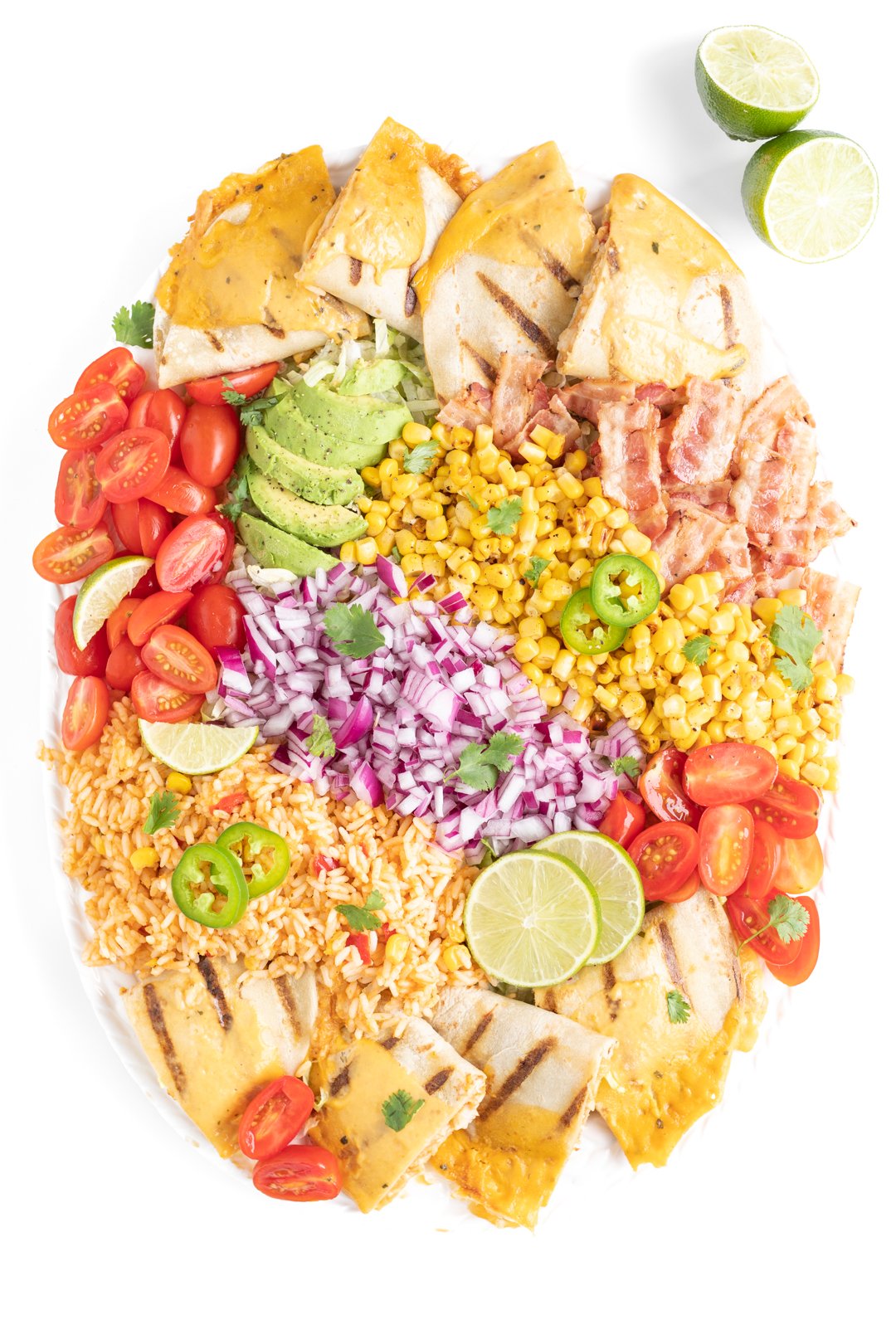 mexican salad prepared and ready to serve on a large tray