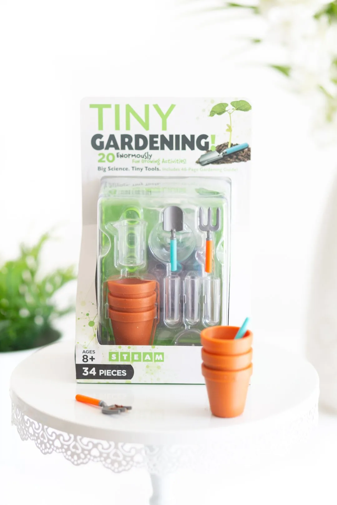 tiny gardening kit complete with mini greenhouse, mini planting posts