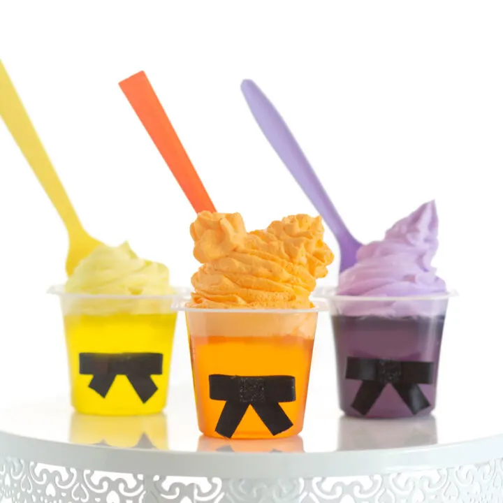 up close view of witch themed gelatin cups
