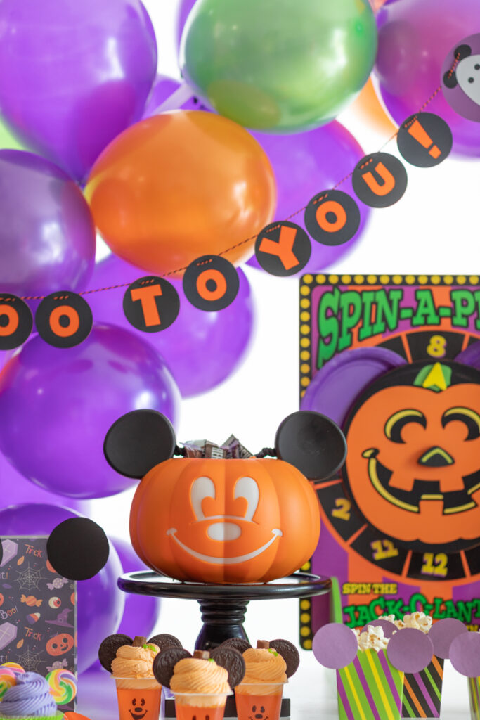 mickey trick or treat basket filled with candy