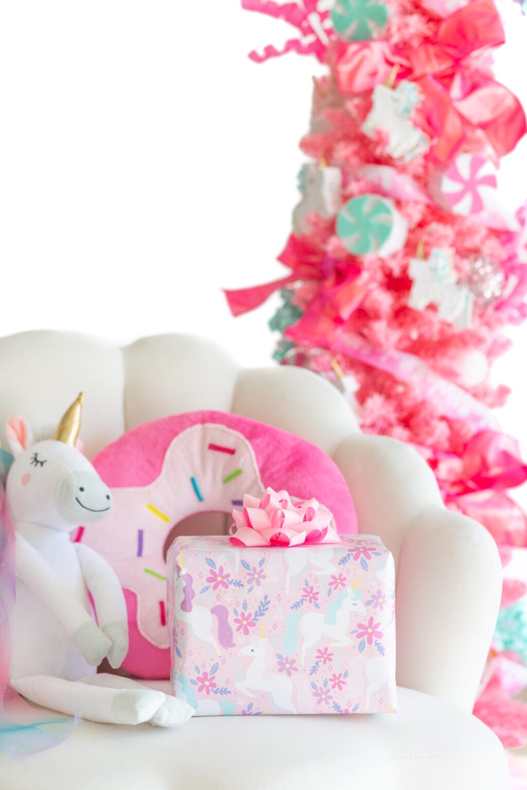 Whimsical Mini Pink Unicorn Christmas Tree