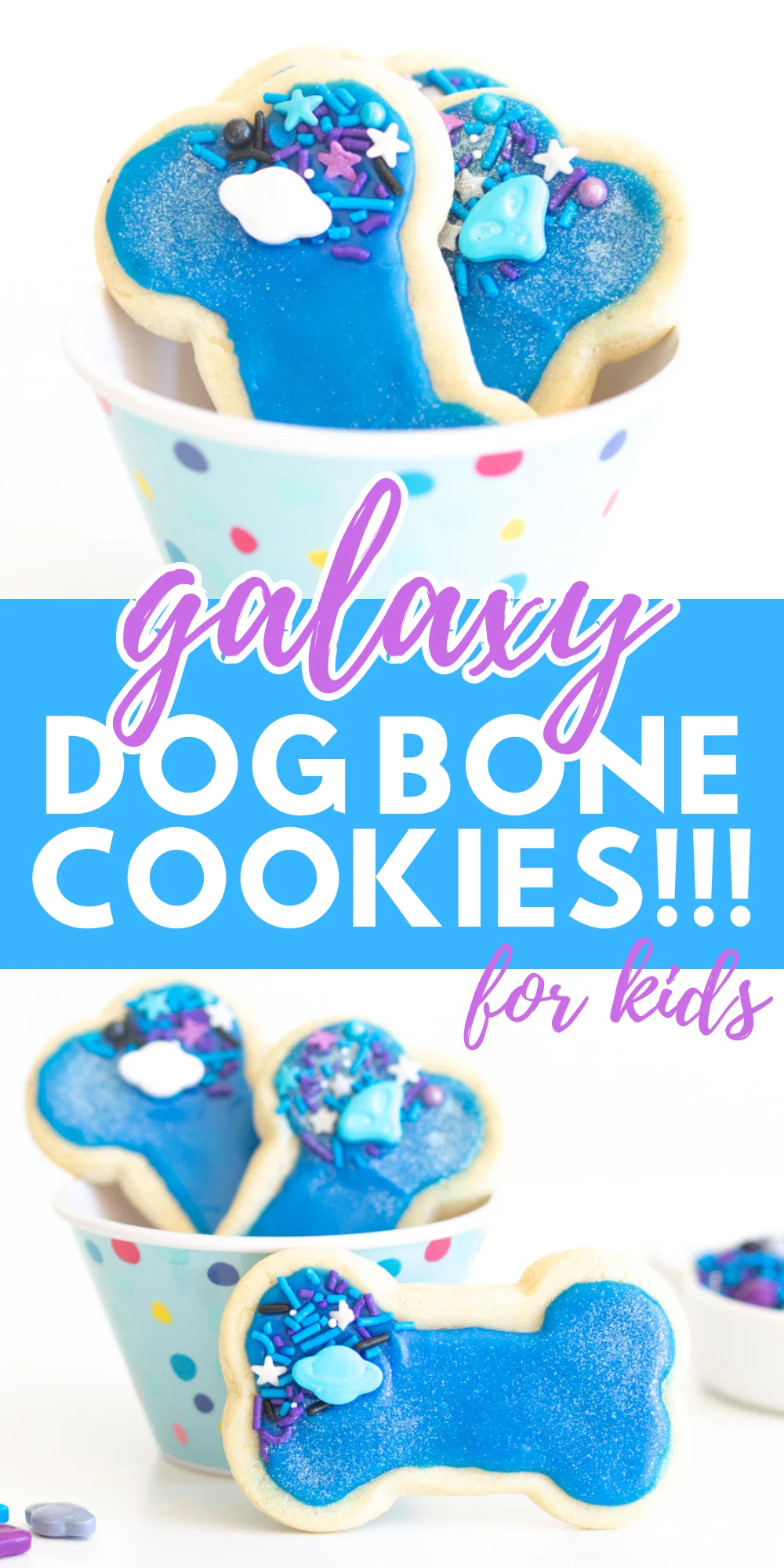 Galaxy Dog Bone Cookies