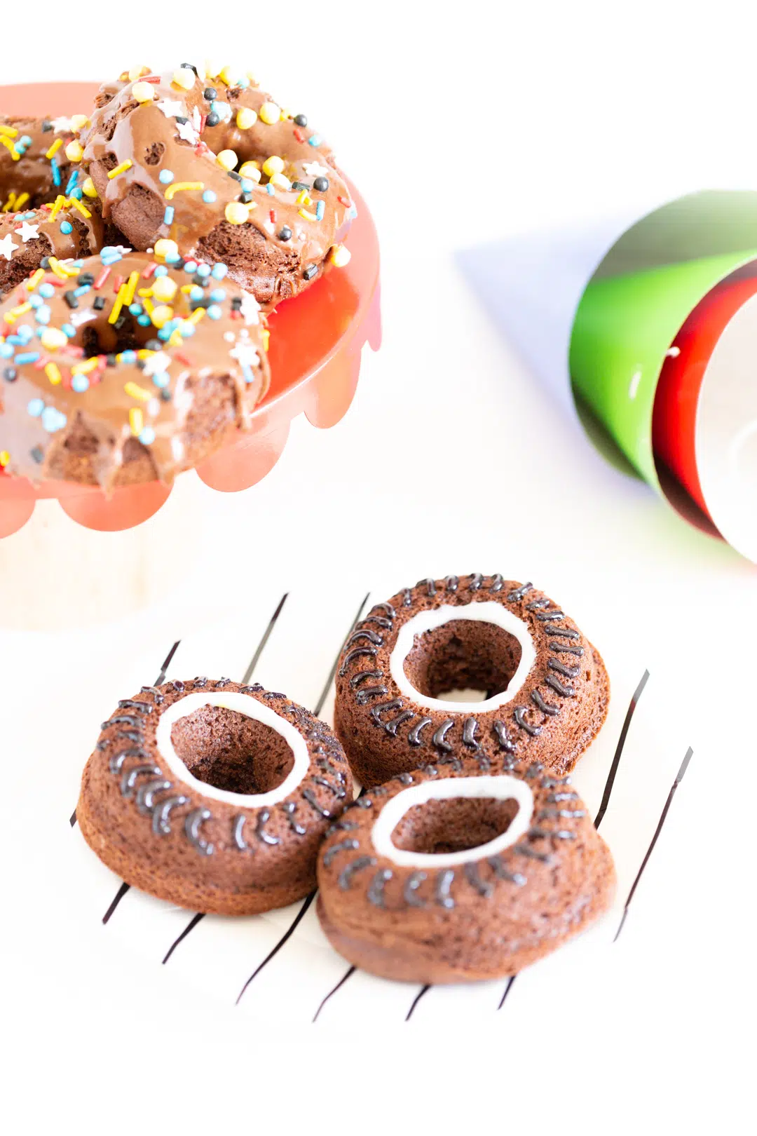 party plate with chocolate wheel donuts to celebrate paw patrol pups save rocket ryder